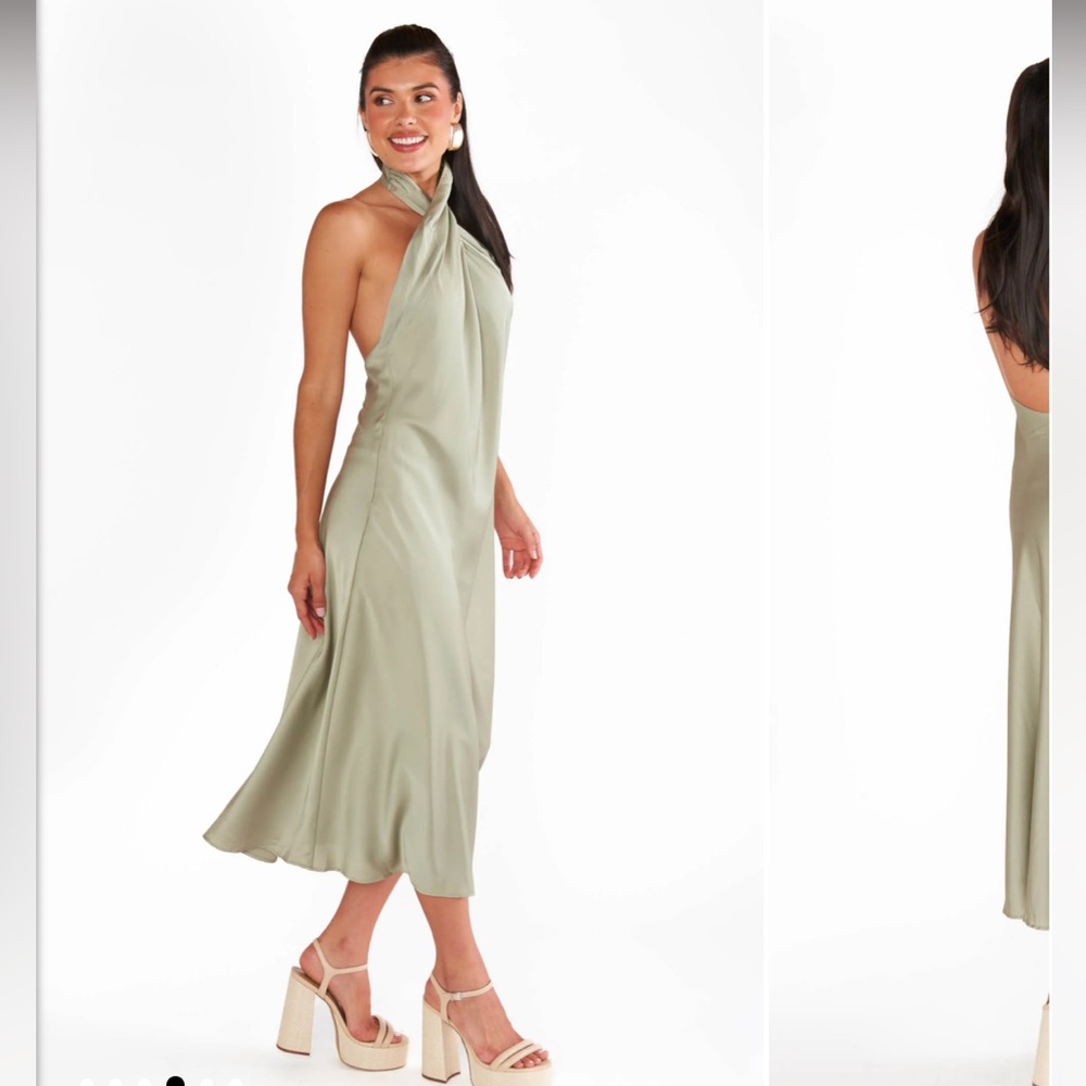 Show Me Your Mumu, size medium, Jasmine Halter Midi Dress ~ Moss Green Crisp